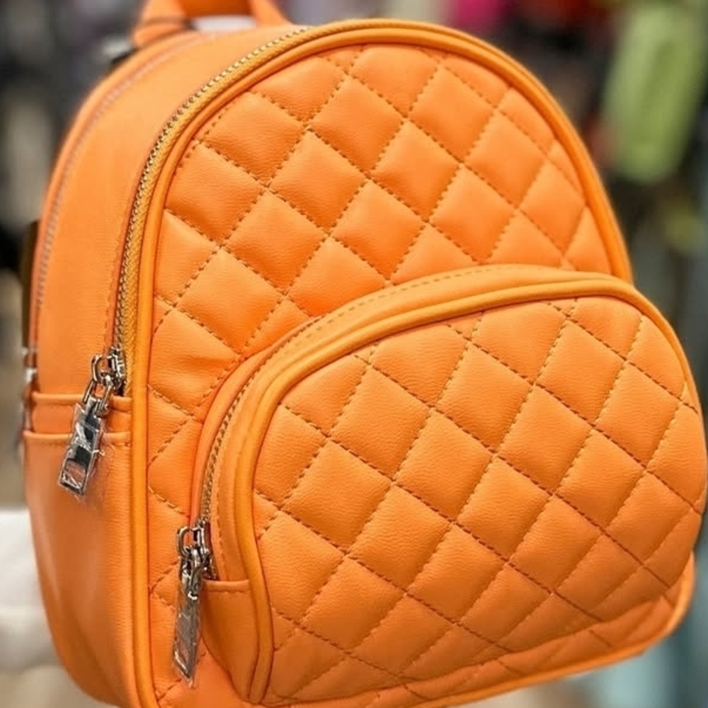 Quilted Orange Backpack